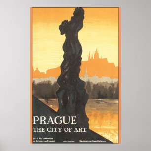 Affiche Prague, l'affiche Vintage voyage de la Ville d'Art
