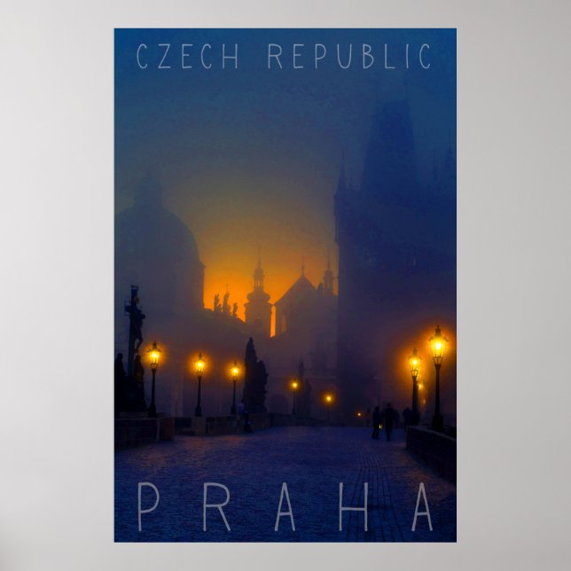 Affiche Prague par Nuit, Praha, République Tchèque (Devant)