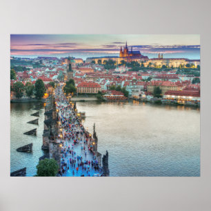 Affiche Prague République tchèque Charles Bridge Voyage