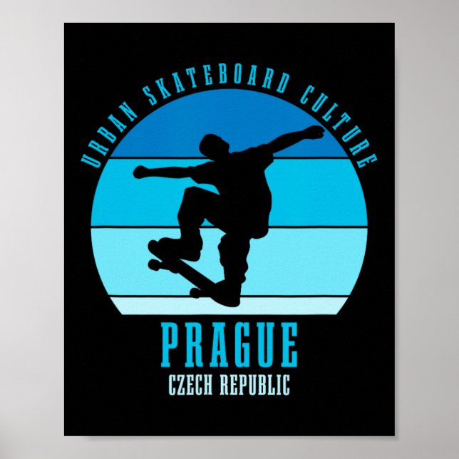 Affiche Prague République tchèque Skateboardeur Urne Skate (Devant)