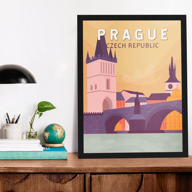 Affiche Prague République tchèque Travel Art Vintage (Créateur téléchargé)
