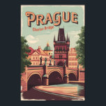 Affiche Prague République tchèque Travel Art Vintage<br><div class="desc">Design de voyage vectoriel rétro Prague. Prague,  capitale de la République tchèque,  est divisée par la rivière Vltava. Surnommée "la Ville des Cent Spires",  elle est connue pour son Carré de la Vieille Ville.</div>