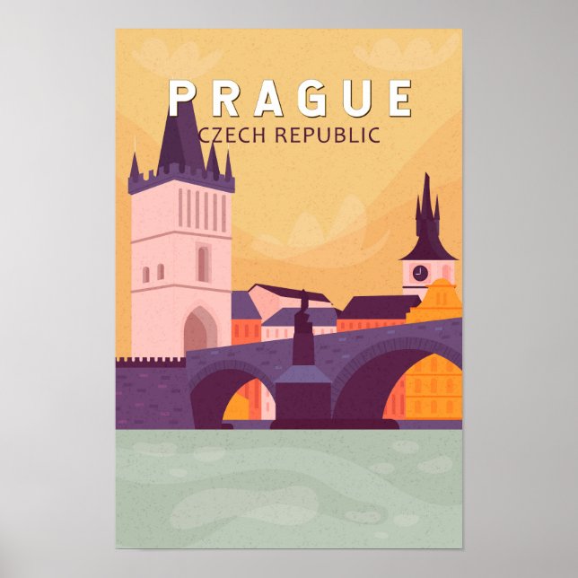 Affiche Prague République tchèque Voyage Art Vintage (Devant)