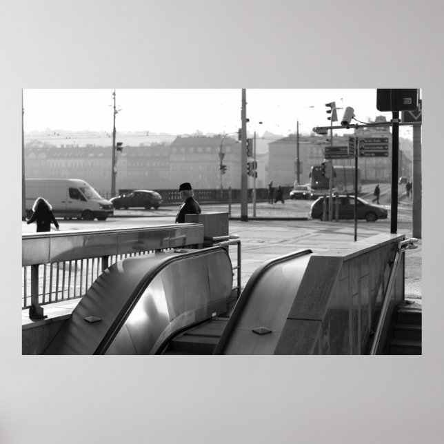 Affiche Prague Urban Noir : Escalator Light (Devant)