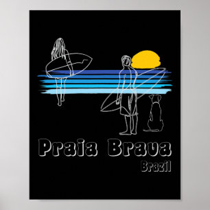 Affiche Praia Brava Brésil, Plage de surf Guy de surf avec