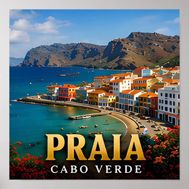 Affiche Praia Falaises Atlantique et Beauté Insulaire (Devant)