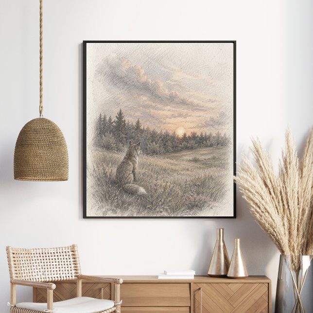 Affiche Prairie de coucher de soleil | Forêt de graphite r (Créateur téléchargé)