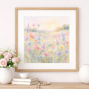 Affiche Prairie de Fleurs Sauvages Pastel