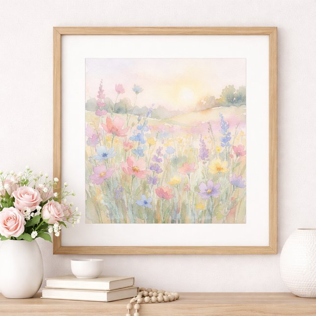 Affiche Prairie de Fleurs Sauvages Pastel (Créateur téléchargé)