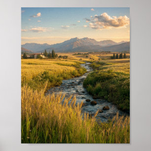 Affiche Prairie de l'Heure Dorée : Ruisseau Serein et Mont