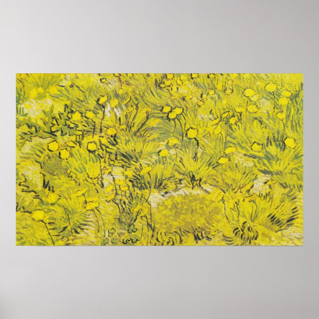 Affiche Prairie de Van Gogh - Fleurs sauvages jaune vif (Devant)