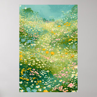 Affiche Prairies Colorées de Fleurs Sauvages