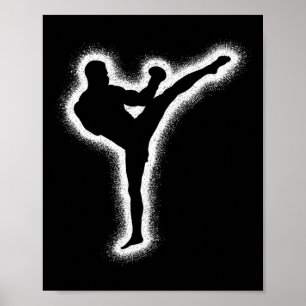 Affiche Pratiquant de Muay Thai Arts Martiaux Kickboxer En