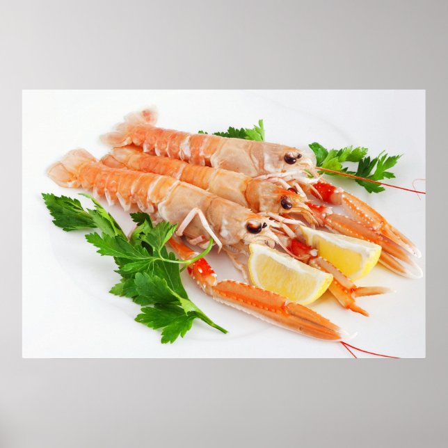 Affiche prawns with lemon and parsley (Devant)