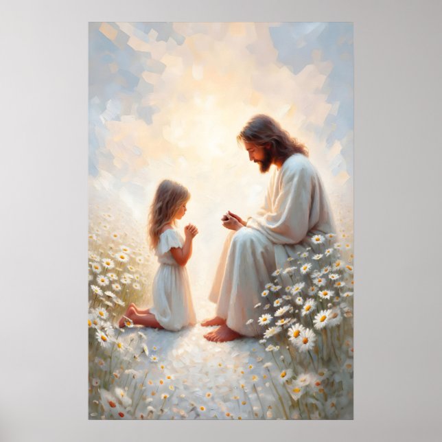 Affiche Pray With Me Jesus and Girl Painting Christian (Devant)