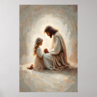 Affiche Pray With Me Jesus and Girl Praying Jesus and Kids