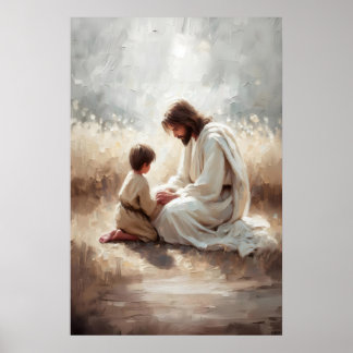 Affiche Pray With You Jesus and Boy Jesus and Kids Christi