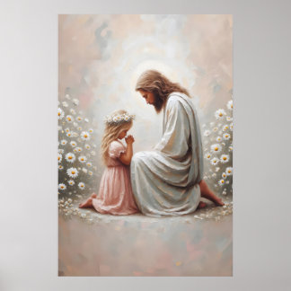 Affiche Pray With You Jesus and Girl Jesus and Kids Christ