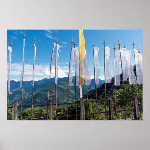 Affiche Prayer Flags in  Bhutan eastern mountains