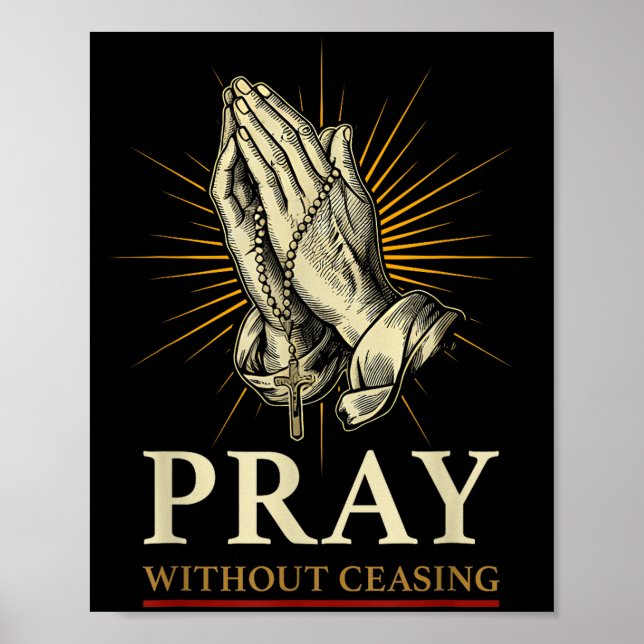 Affiche Praying Hands Jesus Cross Rosary Faith Devotion Pr (Devant)