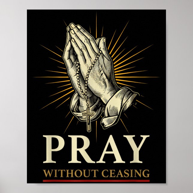 Affiche Praying Hands Jesus Cross Rosary Faith Devotion Pr (Devant)