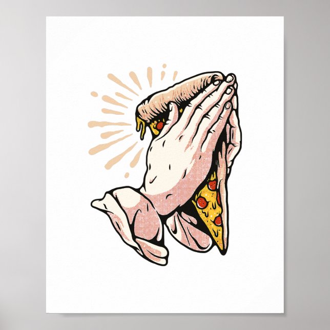 Affiche Praying Pizza Hands - Thank You Lord For This Food (Devant)