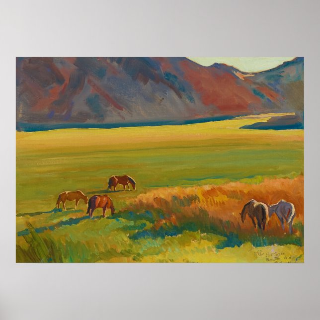 Affiche Pré et Chevaux par Maynard Dixon (Devant)