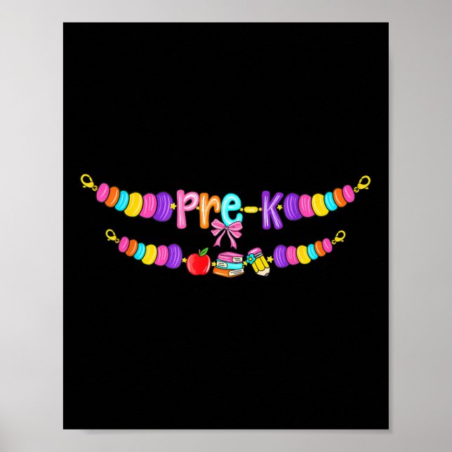 Affiche Pré-k Retour À L'École Bracelet Enseignant Filles  (Devant)