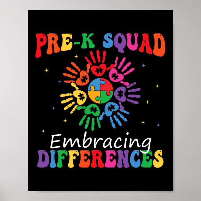 Affiche Pré K Squad Accepter les différences Autisme Sped  (Devant)