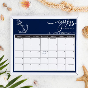 Affiche Predictions Baby Shower Nautical Anchor Navy Blue