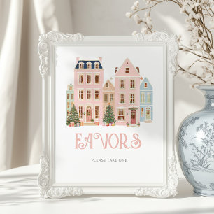 Affiche Préfère le village de Noël Bébé Hiver Shower