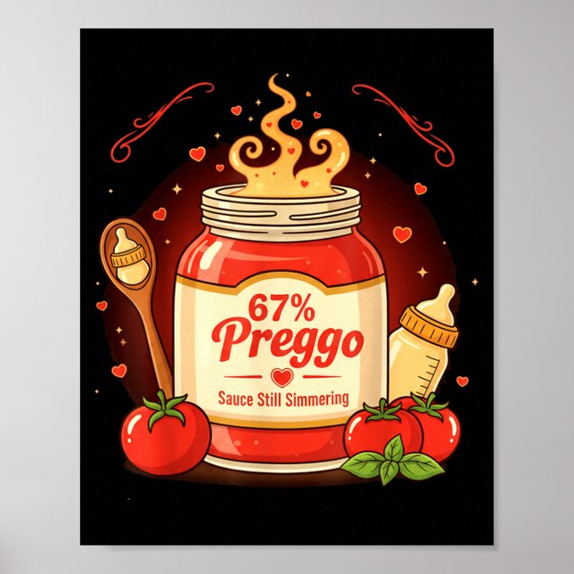 Affiche Preggo Sauce Pasta Pregnancy Announcement Funny 67 (Devant)