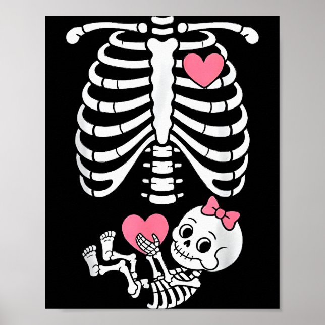 Affiche Pregnancy Skeleton Girl Baby Rib Cage Belly Bump H (Devant)