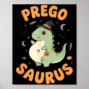Affiche Pregosaurus dinosaure enceinte Halloween grossesse