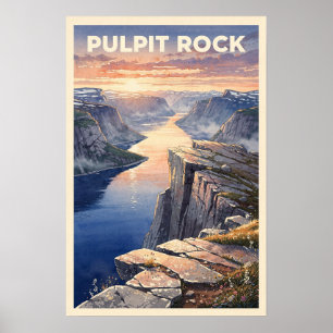 Affiche Preikestolen Rocher de la Chaire Norvège Voyage Ré