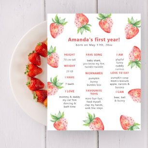 Affiche Premier anniversaire de fraise étape importante d'