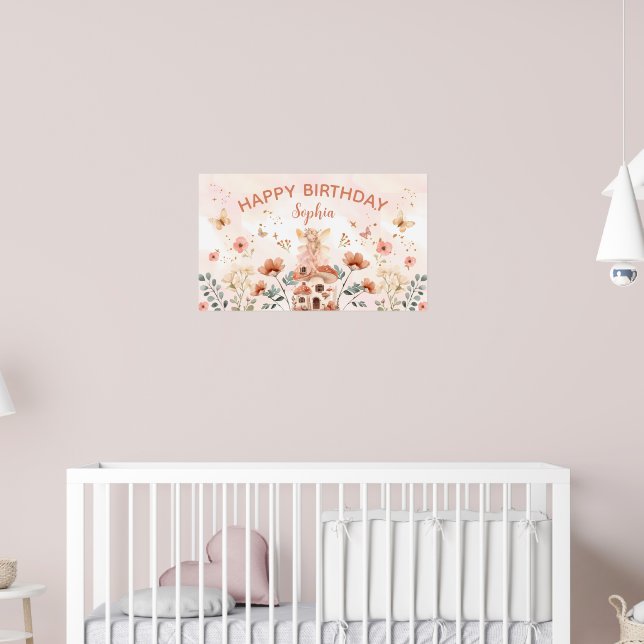 Affiche Premier anniversaire de la fille aux champignons d (Pépinière 2)