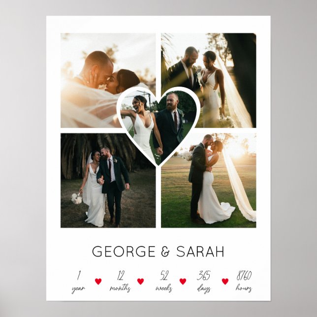 Affiche Premier anniversaire de mariage ensemble 5 Photos (Devant)