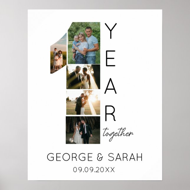 Affiche Premier anniversaire de mariage ensemble 5 Photos (Devant)