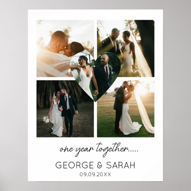 Affiche Premier anniversaire de mariage photo d'un an ense (Devant)
