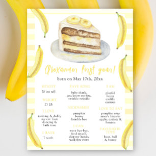 Affiche Premier anniversaire du gâteau de banane Jalon Ann