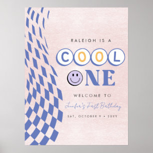 Affiche Premier Anniversaire D'une Fille Géniale Damier Ré