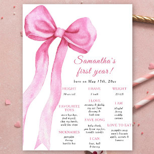 Affiche Premier anniversaire Jalon de la Bow rose Annivers