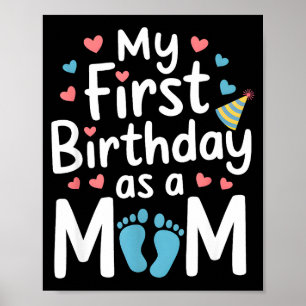 Affiche Premier anniversaire nouvelle maman bébé fête joye