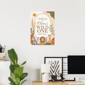 Affiche Premier Anniversaire Safari Wild One