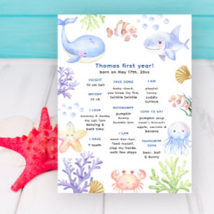 Affiche Premier anniversaire sous la mer Jalon d'anniversa