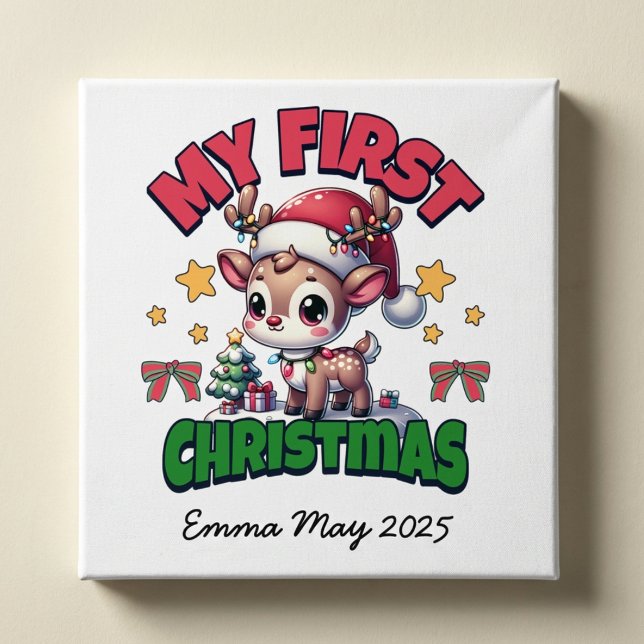 Affiche Premier cerf de Noël brun personnalisé (Créateur téléchargé)