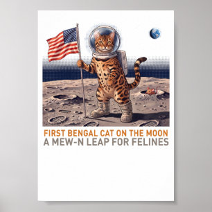 Affiche Premier chat Bengal sur la Lune - Félin spatial ré