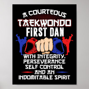 Affiche Premier Dan Taekwondo Cadeau 5 Tenets Niveau de ce