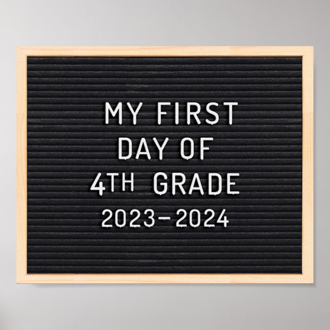 Affiche Premier jour de 4e année signe Premier jour d'écol (Devant)